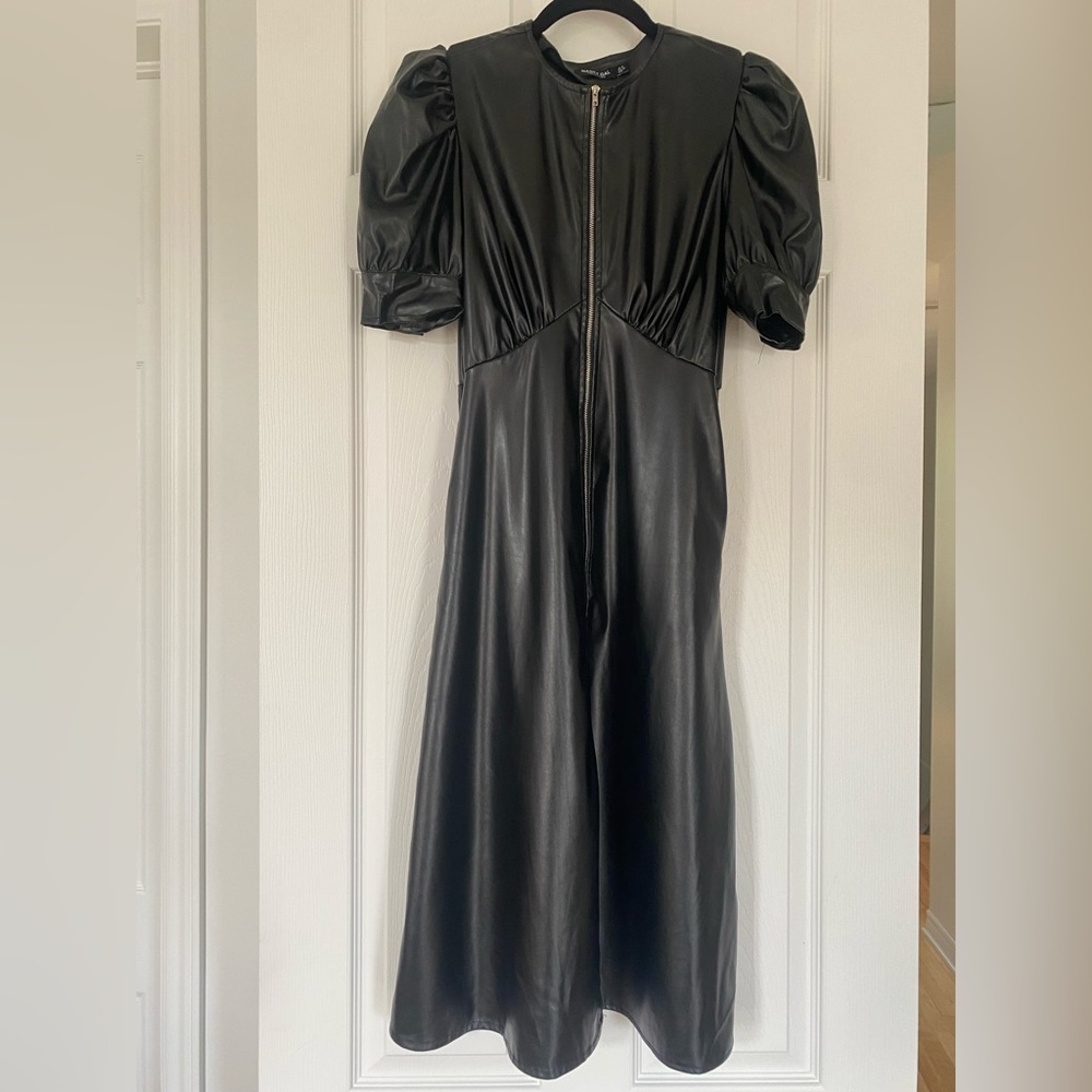 FAUX LEATHER MIDI DRESS